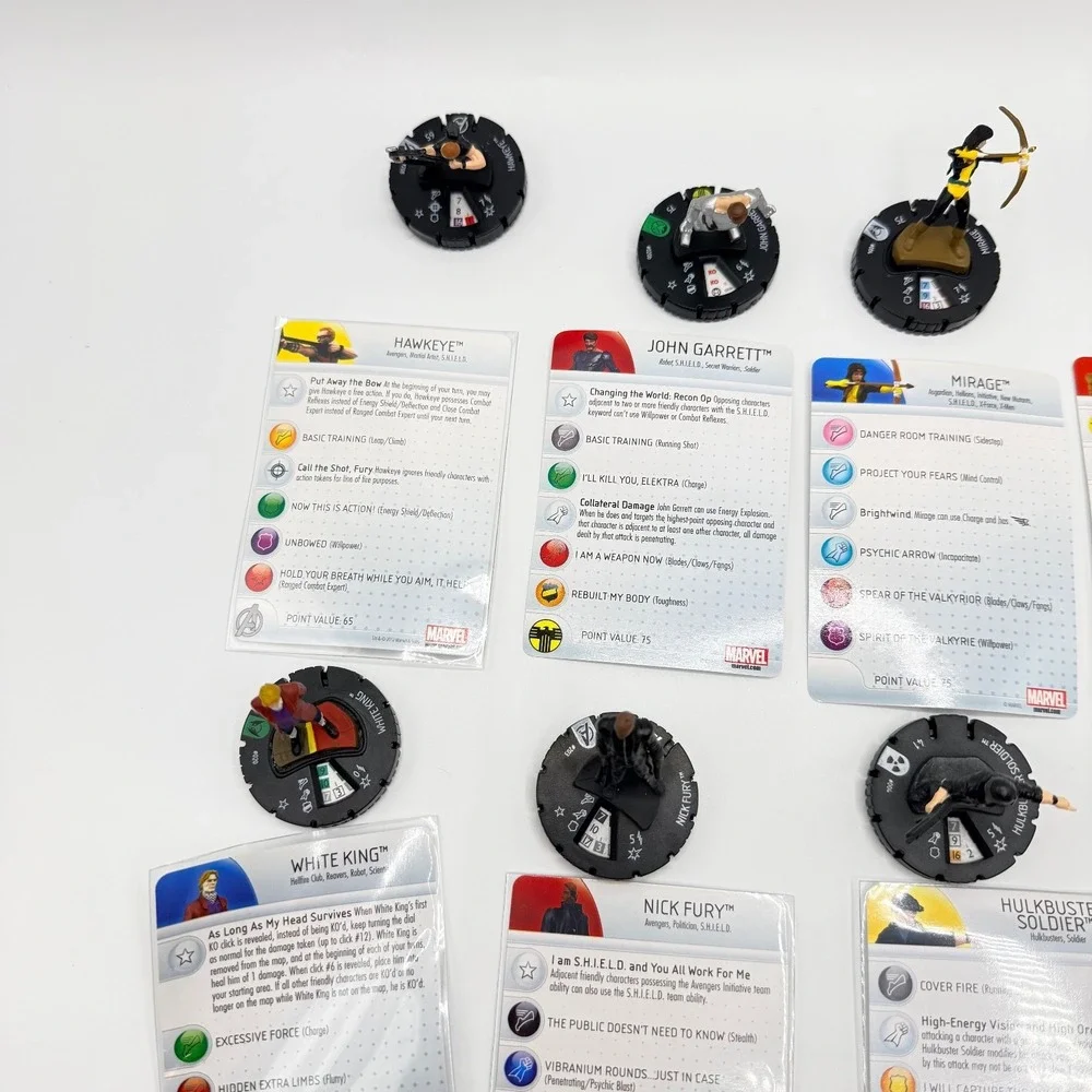 Heroclix Marvel Uncommon, Super Rare, Unique Mixed‎ Lot of 15 with Cards Lot I